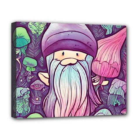 Foraging Mushroom Deluxe Canvas 20  X 16  (stretched) by GardenOfOphir