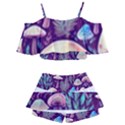 Fairy Mushroom Illustration Design Kids  Off Shoulder Skirt Bikini View2