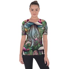 Craft Mushroom Shoulder Cut Out Short Sleeve Top by GardenOfOphir