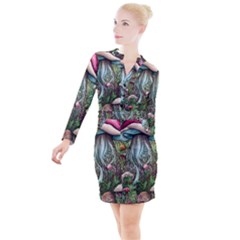 Craft Mushroom Button Long Sleeve Dress by GardenOfOphir