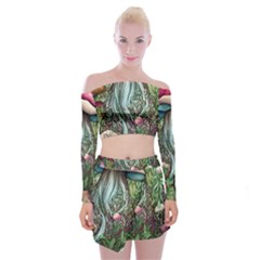 Craft Mushroom Off Shoulder Top With Mini Skirt Set