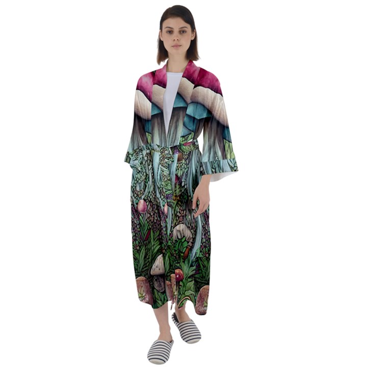 Craft Mushroom Maxi Satin Kimono