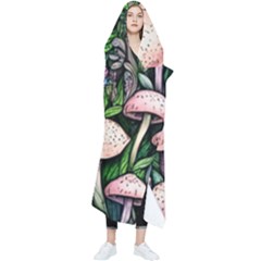 Flowery Garden Nature Woodsy Mushroom Wearable Blanket by GardenOfOphir