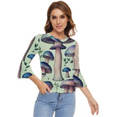 Mushroom Foresty Forestcore Bell Sleeve Top