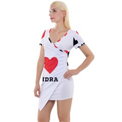 I Love Sandra Short Sleeve Asymmetric Mini Dress by ilovewhateva