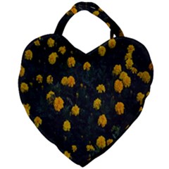 Bloomed Yellow Petaled Flower Plants Giant Heart Shaped Tote by artworkshop