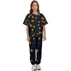 Bloomed Yellow Petaled Flower Plants Kids  Tee And Pants Sports Set by artworkshop