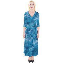 Blue Water Speech Therapy Quarter Sleeve Wrap Maxi Dress by artworkshop