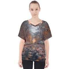 Breathe In Nature Background V-neck Dolman Drape Top by artworkshop