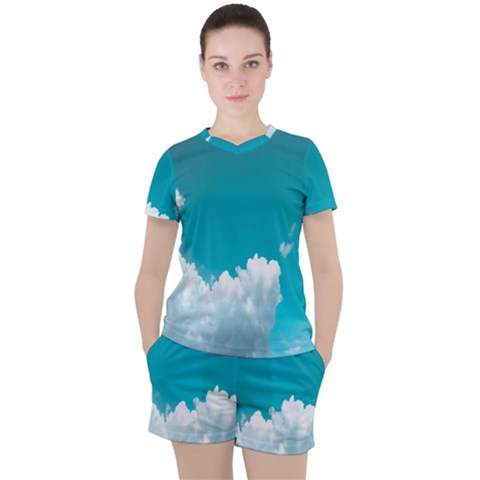 Clouds Hd Wallpaper Women s Tee And Shorts Set by artworkshop