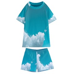 Clouds Hd Wallpaper Kids  Swim Tee And Shorts Set