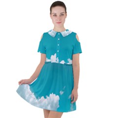 Clouds Hd Wallpaper Short Sleeve Shoulder Cut Out Dress  by artworkshop