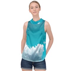 Clouds Hd Wallpaper High Neck Satin Top by artworkshop