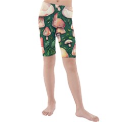 Fantasy Farmcore Farm Mushroom Kids  Mid Length Swim Shorts