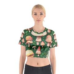 Fantasy Farmcore Farm Mushroom Cotton Crop Top by GardenOfOphir