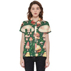 Fantasy Farmcore Farm Mushroom Short Sleeve Pocket Shirt