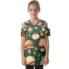 Fantasy Farmcore Farm Mushroom Fold Over Open Sleeve Top by GardenOfOphir