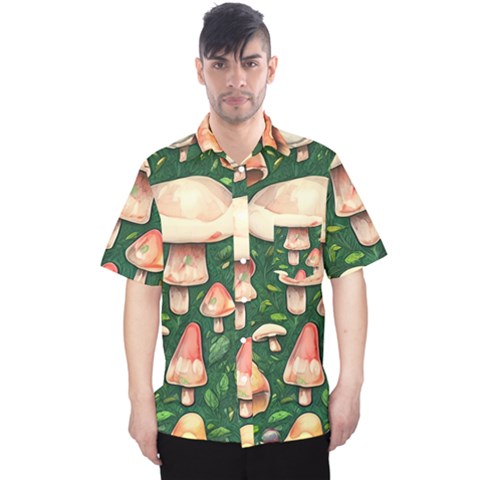 Fantasy Farmcore Farm Mushroom Men s Hawaii Shirt by GardenOfOphir