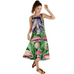 Natural Mushrooms Summer Maxi Dress by GardenOfOphir