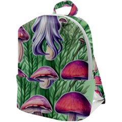 Natural Mushrooms Zip Up Backpack by GardenOfOphir