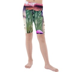 Mushroom Foraging In The Woods Kids  Mid Length Swim Shorts