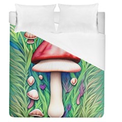 Vintage Forest Mushrooms Duvet Cover (queen Size) by GardenOfOphir