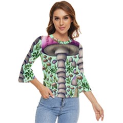 Forest Mushrooms Bell Sleeve Top