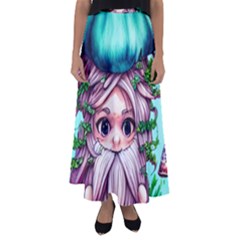 Witchy Forest Mushrooms Flared Maxi Skirt