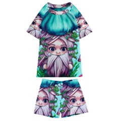 Witchy Forest Mushrooms Kids  Swim Tee And Shorts Set by GardenOfOphir