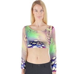 Tiny Forest Mushroom Fairy Long Sleeve Crop Top by GardenOfOphir