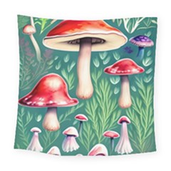 Forest Mushroom Fairy Garden Square Tapestry (large) by GardenOfOphir