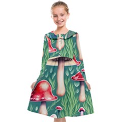 Forest Mushroom Fairy Garden Kids  Midi Sailor Dress by GardenOfOphir