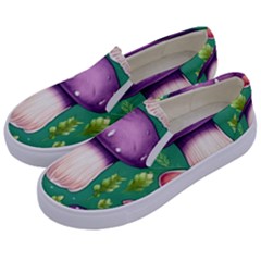 Forest Mushroom Garden Path Kids  Canvas Slip Ons by GardenOfOphir