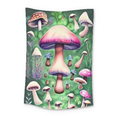 Secret Forest Mushroom Fairy Small Tapestry by GardenOfOphir