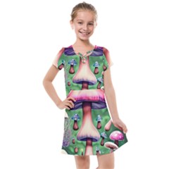 Secret Forest Mushroom Fairy Kids  Cross Web Dress by GardenOfOphir