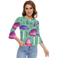 Foraging In The Mushroom Forest Bell Sleeve Top