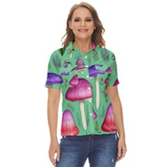 Foraging In The Mushroom Forest Women s Short Sleeve Double Pocket Shirt