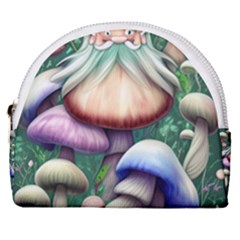 Natural Mushroom Fairy Garden Horseshoe Style Canvas Pouch by GardenOfOphir