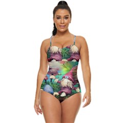 Vintage Flowery Mushroom Retro Full Coverage Swimsuit by GardenOfOphir