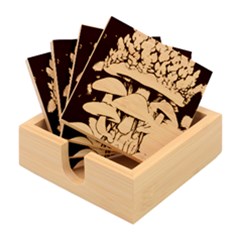 Woodsy Mushroom Forest Nature Bamboo Coaster Set