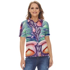 Mushroom Core Women s Short Sleeve Double Pocket Shirt