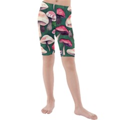 Foraging In The Mushroom Zone Kids  Mid Length Swim Shorts