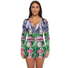 Mushroom Long Sleeve Boyleg Swimsuit