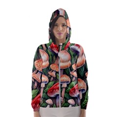 Rustic Mushroom Women s Hooded Windbreaker by GardenOfOphir