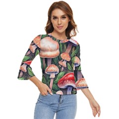 Rustic Mushroom Bell Sleeve Top