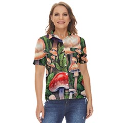 Rustic Mushroom Women s Short Sleeve Double Pocket Shirt