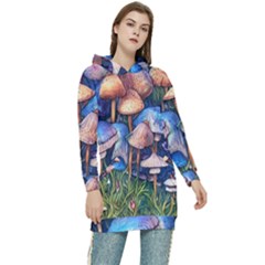 Retro Mushroom Women s Long Oversized Pullover Hoodie by GardenOfOphir