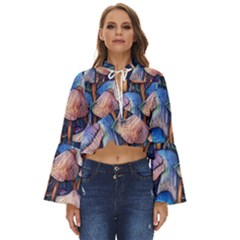 Retro Mushroom Boho Long Bell Sleeve Top