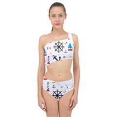 Marine Nautical Seamless Lifebuoy Anchor Pattern Spliced Up Two Piece Swimsuit by Jancukart