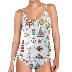 Marine Nautical Seamless Pattern Art Tankini Set by Jancukart